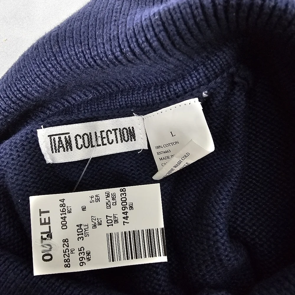 Tian Collection knitted L front Zipper sweater cotton